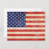 ヴィンテージ動揺してアメリカ国旗 シーズンポストカード (正面/裏面)