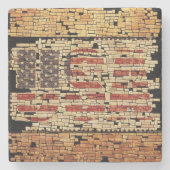 ヴィンテージ動揺してアメリカ国旗 ストーンコースター (正面)