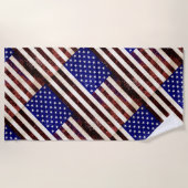 ヴィンテージ動揺してアメリカ国旗 ビーチタオル (正面)