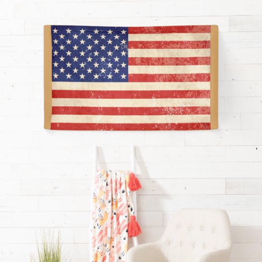ヴィンテージ動揺してアメリカ国旗 横断幕 (インサイチュ)