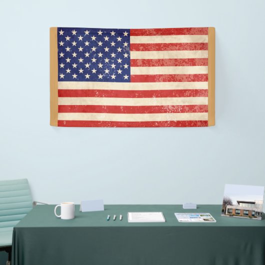 ヴィンテージ動揺してアメリカ国旗 横断幕 (トレードショー)