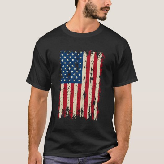 ヴィンテージ動揺してアメリカ国旗 Tシャツ (正面)