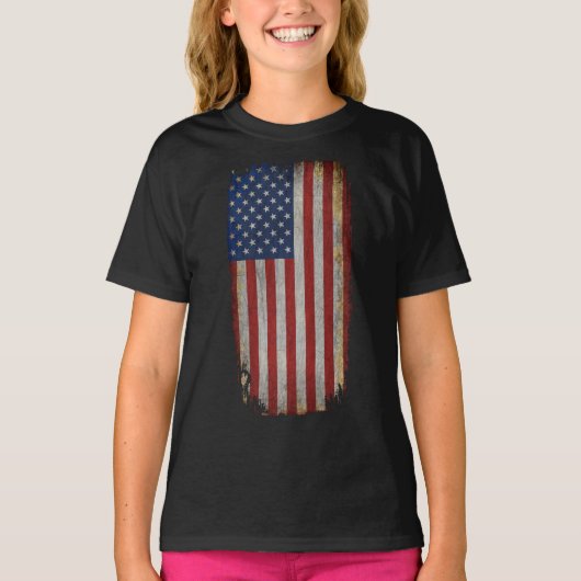 ヴィンテージ動揺してアメリカ国旗 Tシャツ (正面)
