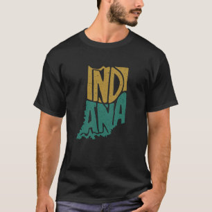 ヴィンテージ動揺してインディアナ州マップの概要 Tシャツ