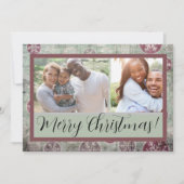 ヴィンテージ動揺してクリスマスの色あせたオーナメント写真 カード (正面)