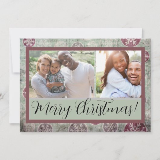 ヴィンテージ動揺してクリスマスの色あせたオーナメント写真 カード (正面)