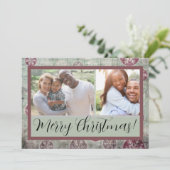 ヴィンテージ動揺してクリスマスの色あせたオーナメント写真 カード (スタンド正面)