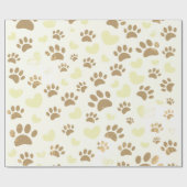 ヴィンテージ動揺してセピアドッグポープリントとハート ラッピングペーパー (フラット)