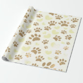 ヴィンテージ動揺してセピアドッグポープリントとハート ラッピングペーパー (アンロールド)