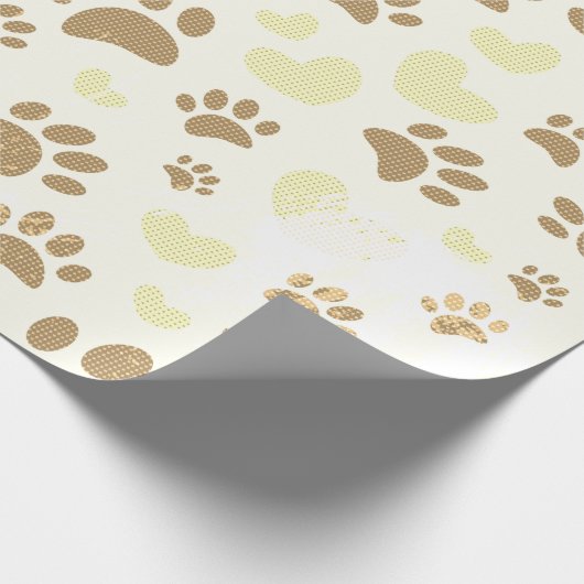 ヴィンテージ動揺してセピアドッグポープリントとハート ラッピングペーパー (角)