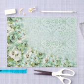 ヴィンテージ動揺してダマスクフローラ背景（緑） 薄葉紙 (クラフト)