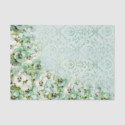ヴィンテージ動揺してダマスクフローラ背景（緑） 薄葉紙 (正面)