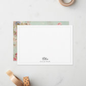 ヴィンテージ動揺してピンクローゼズオンミント ノートカード (正面/裏面インサイチュ)