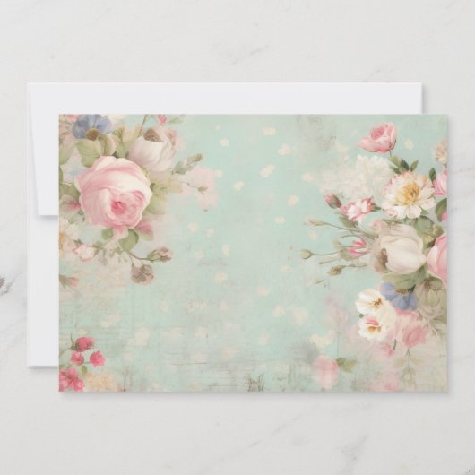 ヴィンテージ動揺してピンクローゼズオンミント ノートカード (裏面)