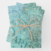 ヴィンテージ動揺してファッションパリターコイズアクア ラッピングペーパーシート (インサイチュ)