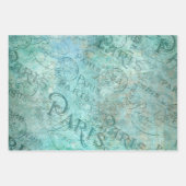 ヴィンテージ動揺してファッションパリターコイズアクア ラッピングペーパーシート (正面)