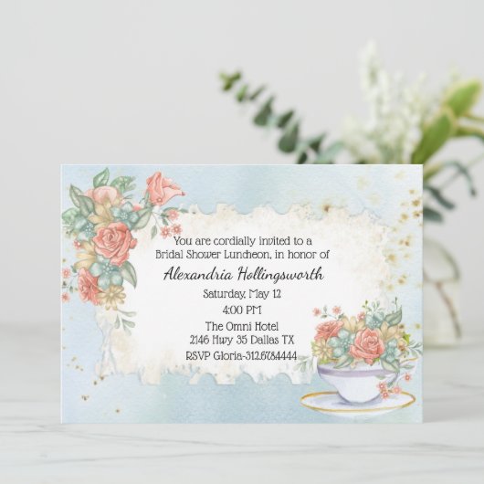 ヴィンテージ動揺してフローラのブライダルシャワー招待 招待状 (スタンド正面)