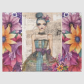 ヴィンテージ動揺してフローラドレスエフェメラ 薄葉紙 (正面)