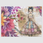 ヴィンテージ動揺してフローラドレスエフェメラ 薄葉紙 (正面)