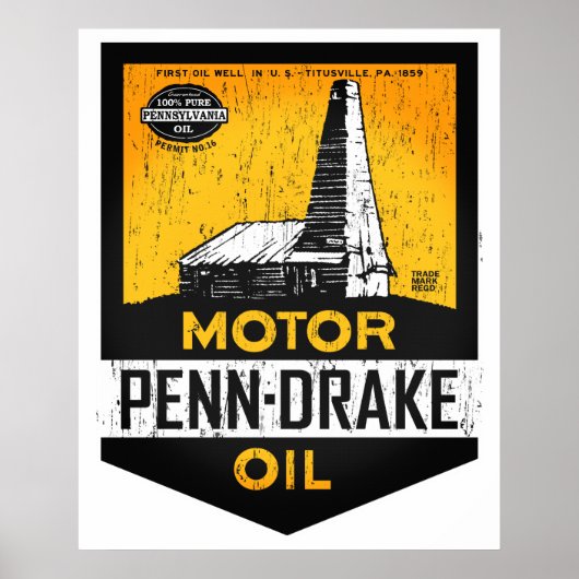 ヴィンテージ動揺してペンドレイクモーター油標識 ポスター (正面)