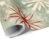 ヴィンテージ動揺してレッド緑のスノーフレーク・パターン ラッピングペーパー (ロールコーナー)