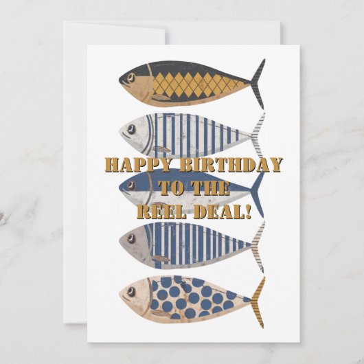 ヴィンテージ動揺してレトロ魚カスタム、誕生日 シーズンカード (正面)