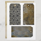 ヴィンテージ動揺して壁紙ジャンクジャーナルラベルNo3 (正面/裏面)