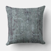 ヴィンテージ動揺して抽象芸術アンティークティール（緑がかった色）ブルー クッション (裏面)