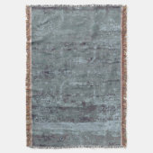 ヴィンテージ動揺して抽象芸術アンティークティール（緑がかった色）ブルー スローブランケット (正面縦)