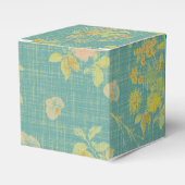 ヴィンテージ動揺して春ティール（緑がかった色）フローラルパターン フェイバーボックス (正面サイド)