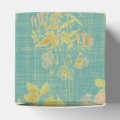 ヴィンテージ動揺して春ティール（緑がかった色）フローラルパターン フェイバーボックス (上部)