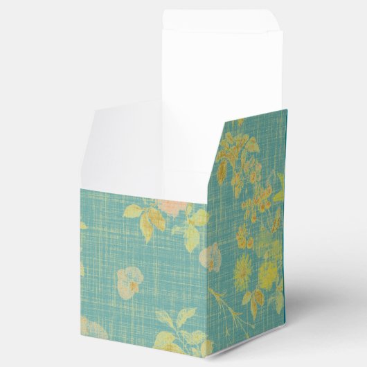 ヴィンテージ動揺して春ティール（緑がかった色）フローラルパターン フェイバーボックス (オープン)