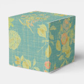 ヴィンテージ動揺して春ティール（緑がかった色）フローラルパターン フェイバーボックス (裏面サイド)