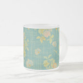 ヴィンテージ動揺して春フローラティール(緑がかった色)パターン フロストグラスマグカップ (正面右)