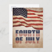 ヴィンテージ動揺して米国国旗の7月4日パーティー インビテーションポストカード (正面/裏面)