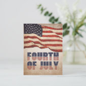 ヴィンテージ動揺して米国国旗の7月4日パーティー インビテーションポストカード (スタンド正面)