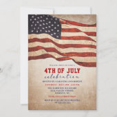 ヴィンテージ動揺して米国国旗の7月4日パーティー 招待状 (正面)
