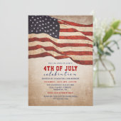 ヴィンテージ動揺して米国国旗の7月4日パーティー 招待状 (スタンド正面)