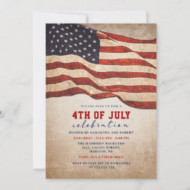 ヴィンテージ動揺して米国国旗の7月4日パーティー 招待状