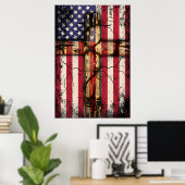 ヴィンテージ動揺して米国国旗 ポスター (ホームオフィス)