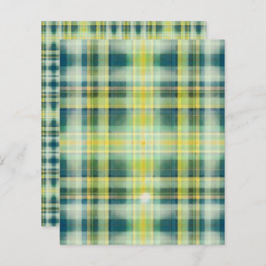 ヴィンテージ動揺して緑格子模様紙シート (正面/裏面)