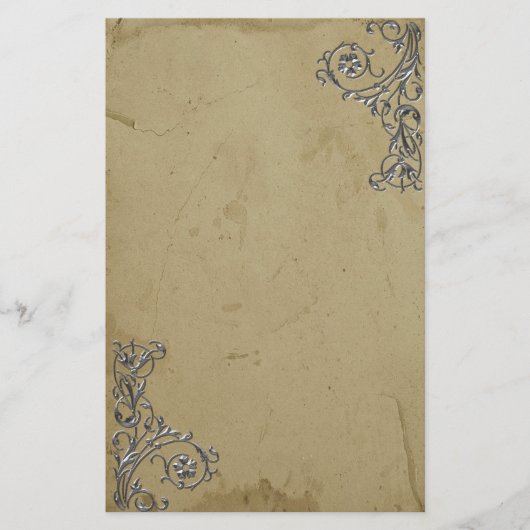 ヴィンテージ動揺して銀 便箋 (正面)