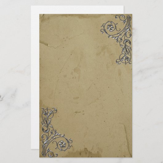 ヴィンテージ動揺して銀 便箋 (正面/裏面)