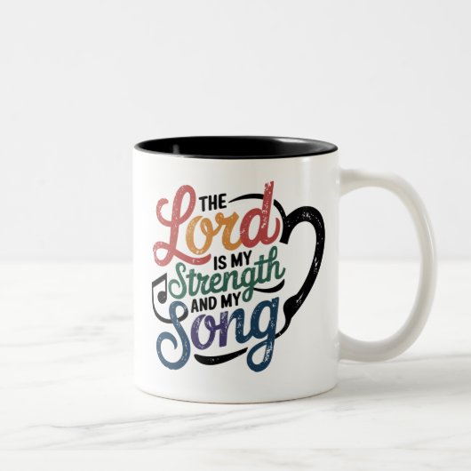 ヴィンテージ動揺して『主は私の力』 ツートーンマグカップ (右)