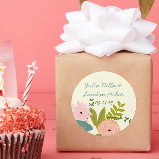 ヴィンテージ動植物結婚のシール ラウンドシール (パーティー)