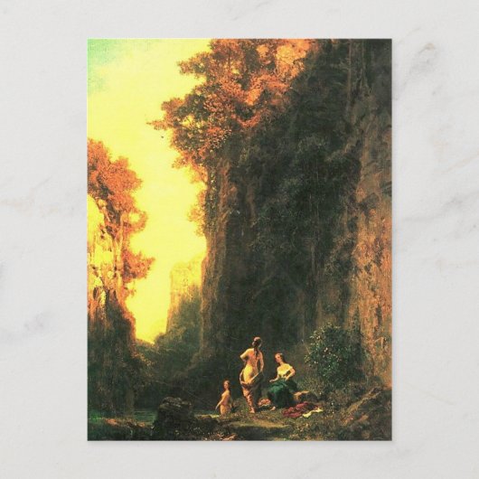 ヴィンテージ動機 – Spitzweg – 入浴女性 ポストカード (正面)