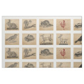 ヴィンテージ動物のBurlap 5x4 ファブリック (ファットクウォーター)