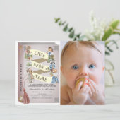 ヴィンテージ動物ストーリーブック写真1st誕生日 招待状 (スタンド正面)