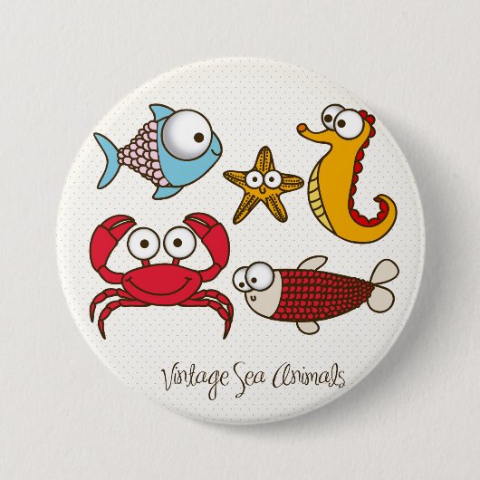 ヴィンテージ動物ボタン 缶バッジ (正面)