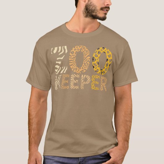 ヴィンテージ動物園飼育員+サファリ+動物 Tシャツ (正面)